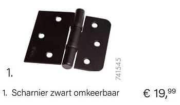 Aanbiedingen Scharnier zwart omkeerbaar - Thys - Geldig van 04/10/2021 tot 16/11/2021 bij Multi Bazar