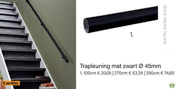 Aanbiedingen Trapleuning mat zwart ø 45mm - CanDo - Geldig van 04/10/2021 tot 16/11/2021 bij Multi Bazar