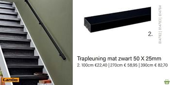 Aanbiedingen Trapleuning mat zwart 50 x 25mm - CanDo - Geldig van 04/10/2021 tot 16/11/2021 bij Multi Bazar