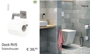 Aanbiedingen Dock rvs toiletrolhouder - Tiger - Geldig van 04/10/2021 tot 16/11/2021 bij Multi Bazar