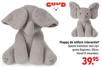 Aanbiedingen Flappy de olifant interactief - Gund - Geldig van 11/10/2021 tot 06/12/2021 bij Multi Bazar