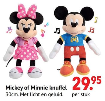 Aanbiedingen Mickey of minnie knuffel - Huismerk - Multi Bazar - Geldig van 11/10/2021 tot 06/12/2021 bij Multi Bazar