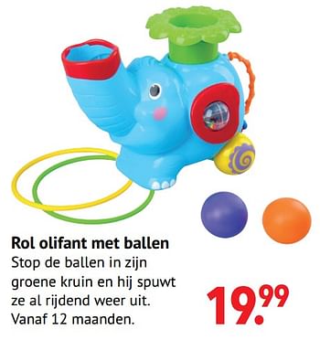 Aanbiedingen Rol olifant met ballen - Play-Go - Geldig van 11/10/2021 tot 06/12/2021 bij Multi Bazar