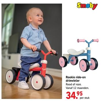 Aanbiedingen Rookie ride-on driewieler - Smoby - Geldig van 11/10/2021 tot 06/12/2021 bij Multi Bazar