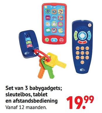 Aanbiedingen Set van 3 babygadgets; sleutelbos, tablet en afstandsbediening - Play-Go - Geldig van 11/10/2021 tot 06/12/2021 bij Multi Bazar
