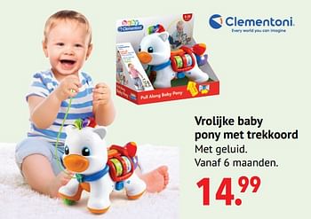 Aanbiedingen Vrolijke baby pony met trekkoord - Clementoni - Geldig van 11/10/2021 tot 06/12/2021 bij Multi Bazar