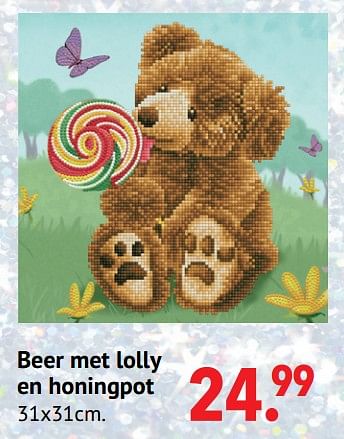 Aanbiedingen Beer met lolly en honingpot - Diamond Dotz - Geldig van 11/10/2021 tot 06/12/2021 bij Multi Bazar