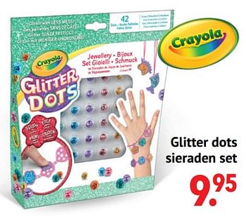 Aanbiedingen Glitter dots sieraden set - Crayola - Geldig van 11/10/2021 tot 06/12/2021 bij Multi Bazar