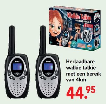 Aanbiedingen Herlaadbare walkie talkie met een bereik van 4km - Buki France - Geldig van 11/10/2021 tot 06/12/2021 bij Multi Bazar