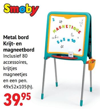 Aanbiedingen Metal bord krijt- en magneetbord - Smoby - Geldig van 11/10/2021 tot 06/12/2021 bij Multi Bazar