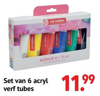 Aanbiedingen Set van 6 acryl verf tubes - Talens - Geldig van 11/10/2021 tot 06/12/2021 bij Multi Bazar