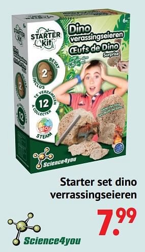 Aanbiedingen Starter set dino verrassingseieren - Science4you - Geldig van 11/10/2021 tot 06/12/2021 bij Multi Bazar