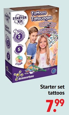 Aanbiedingen Starter set tattoos - Science4you - Geldig van 11/10/2021 tot 06/12/2021 bij Multi Bazar