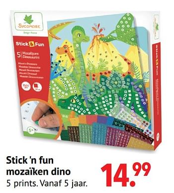 Aanbiedingen Stick `n fun mozaïken dino - Sycomore - Geldig van 11/10/2021 tot 06/12/2021 bij Multi Bazar