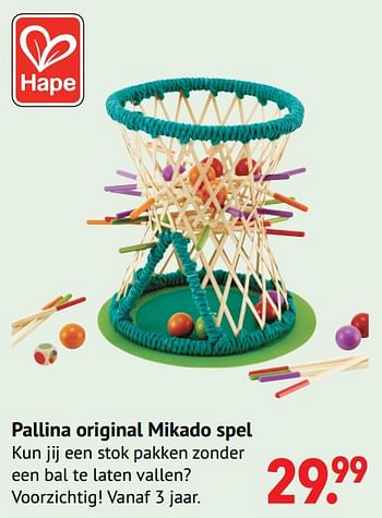 Aanbiedingen Pallina original mikado spel - Hape - Geldig van 11/10/2021 tot 06/12/2021 bij Multi Bazar