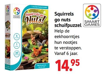 Aanbiedingen Squirrels go nuts schuifpuzzel - Smart Games - Geldig van 11/10/2021 tot 06/12/2021 bij Multi Bazar