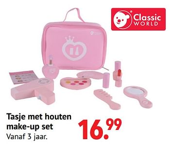 Aanbiedingen Tasje met houten make-up set - Classic World - Geldig van 11/10/2021 tot 06/12/2021 bij Multi Bazar