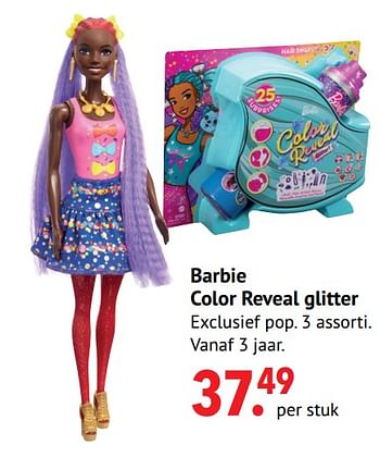 Aanbiedingen Barbie color reveal glitter - Mattel - Geldig van 11/10/2021 tot 06/12/2021 bij Multi Bazar