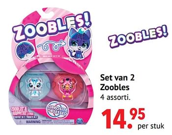 Aanbiedingen Set van 2 zoobles - Zoobles - Geldig van 11/10/2021 tot 06/12/2021 bij Multi Bazar