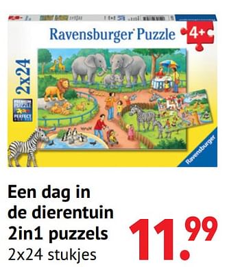 Aanbiedingen Een dag in de dierentuin 2in1 puzzels - Ravensburger - Geldig van 11/10/2021 tot 06/12/2021 bij Multi Bazar