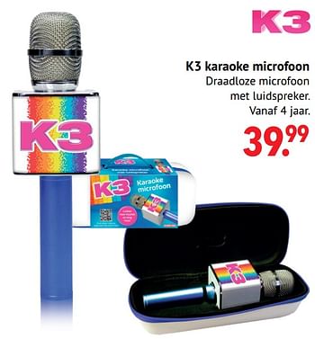 Aanbiedingen K3 karaoke microfoon - K3 - Geldig van 11/10/2021 tot 06/12/2021 bij Multi Bazar