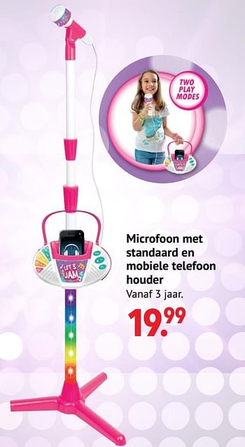 Aanbiedingen Microfoon met standaard en mobiele telefoon houder - Huismerk - Multi Bazar - Geldig van 11/10/2021 tot 06/12/2021 bij Multi Bazar