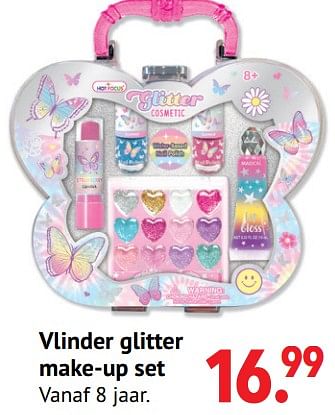 Aanbiedingen Vlinder glitter make-up set - Huismerk - Multi Bazar - Geldig van 11/10/2021 tot 06/12/2021 bij Multi Bazar