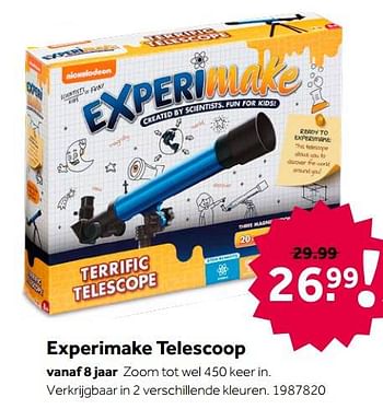 Aanbiedingen Experimake telescoop - Nickelodeon - Geldig van 02/10/2021 tot 05/12/2021 bij Intertoys