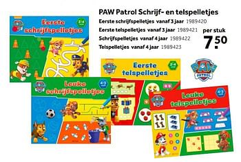 Aanbiedingen Paw patrol schrijf- en telspelletjes eerste schrijfspelletjes - Huismerk - Intertoys - Geldig van 02/10/2021 tot 05/12/2021 bij Intertoys
