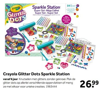 Aanbiedingen Crayola glitter dots sparkle station - Crayola - Geldig van 02/10/2021 tot 05/12/2021 bij Intertoys