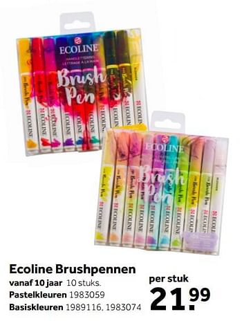Aanbiedingen Ecoline brushpennen pastelkleuren - Talens - Geldig van 02/10/2021 tot 05/12/2021 bij Intertoys