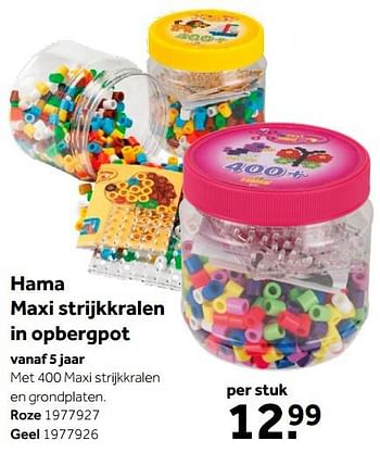 Aanbiedingen Hama maxi strijkkralen in opbergpot roze - Hama - Geldig van 02/10/2021 tot 05/12/2021 bij Intertoys
