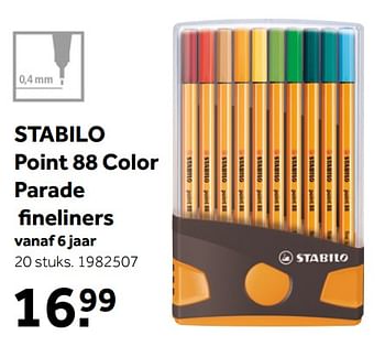 Aanbiedingen Stabilo point 88 color parade fineliners - Stabilo - Geldig van 02/10/2021 tot 05/12/2021 bij Intertoys