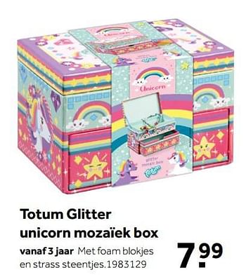 Aanbiedingen Totum glitter unicorn mozaïek box - Totum - Geldig van 02/10/2021 tot 05/12/2021 bij Intertoys