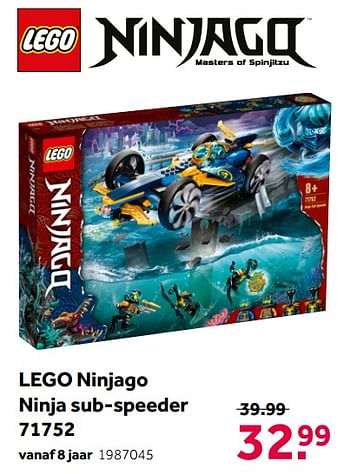 Aanbiedingen Lego ninjago ninja sub-speeder 71752 - Lego - Geldig van 02/10/2021 tot 05/12/2021 bij Intertoys