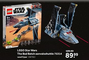 Aanbiedingen Lego star wars the bad batch aanvalsshuttle 75314 - Lego - Geldig van 02/10/2021 tot 05/12/2021 bij Intertoys