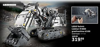 Aanbiedingen Lego technic liebherr r 9800 graafmachine 42100 - Lego - Geldig van 02/10/2021 tot 05/12/2021 bij Intertoys