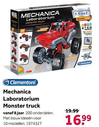 Aanbiedingen Mechanica laboratorium monster truck - Clementoni - Geldig van 02/10/2021 tot 05/12/2021 bij Intertoys