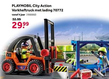 Aanbiedingen Playmobil city action vorkheftruck met lading 70772 - Playmobil - Geldig van 02/10/2021 tot 05/12/2021 bij Intertoys