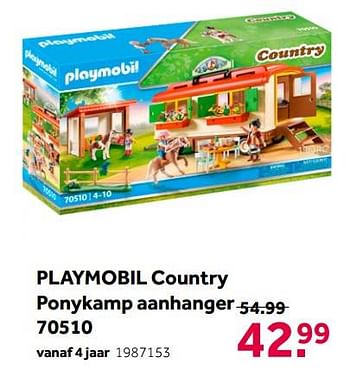 Aanbiedingen Playmobil country ponykamp aanhanger 70510 - Playmobil - Geldig van 02/10/2021 tot 05/12/2021 bij Intertoys