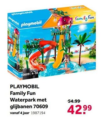Aanbiedingen Playmobil family fun waterpark met glijbanen 70609 - Playmobil - Geldig van 02/10/2021 tot 05/12/2021 bij Intertoys