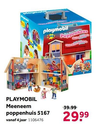 Aanbiedingen Playmobil meeneem poppenhuis 5167 - Playmobil - Geldig van 02/10/2021 tot 05/12/2021 bij Intertoys