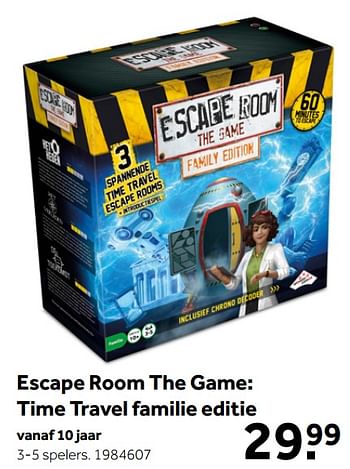 Aanbiedingen Escape room the game time travel familie editie - Identity Games - Geldig van 02/10/2021 tot 05/12/2021 bij Intertoys