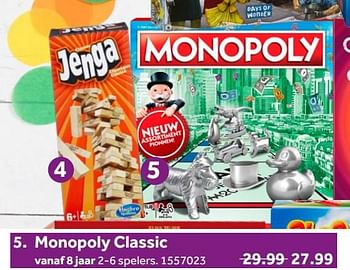 Aanbiedingen Monopoly classic - Hasbro - Geldig van 02/10/2021 tot 05/12/2021 bij Intertoys