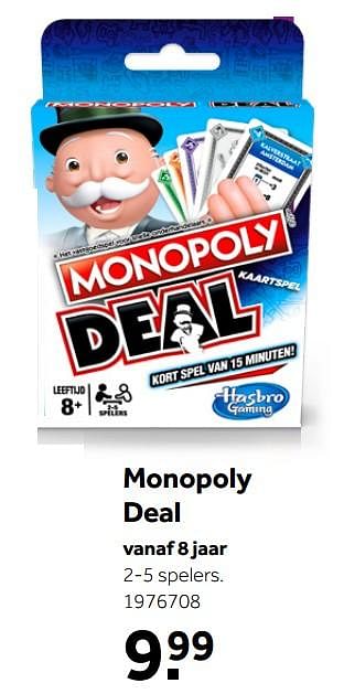 Aanbiedingen Monopoly deal - Hasbro - Geldig van 02/10/2021 tot 05/12/2021 bij Intertoys