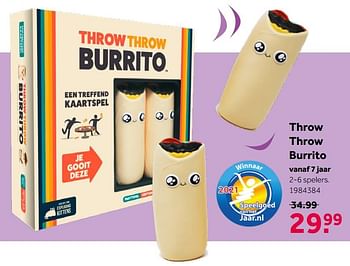 Aanbiedingen Throw throw burrito - Exploding Kittens - Geldig van 02/10/2021 tot 05/12/2021 bij Intertoys