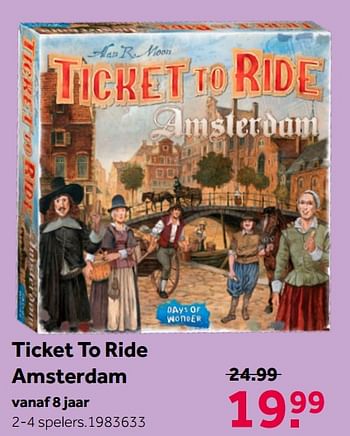 Aanbiedingen Ticket to ride amsterdam - Days of Wonder - Geldig van 02/10/2021 tot 05/12/2021 bij Intertoys