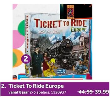 Aanbiedingen Ticket to ride europe - Days of Wonder - Geldig van 02/10/2021 tot 05/12/2021 bij Intertoys