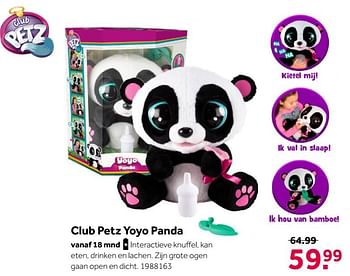 Aanbiedingen Club petz yoyo panda - IMC Toys - Geldig van 02/10/2021 tot 05/12/2021 bij Intertoys