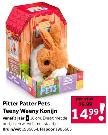 Aanbiedingen Pitter patter pets teeny weeny konijn bruin-wit - Addo - Geldig van 02/10/2021 tot 05/12/2021 bij Intertoys